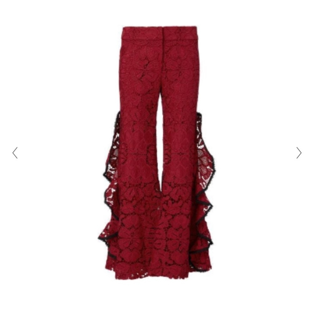 ALEXIS
Lace Pattern Wide Leg Pants Red
Size: XS